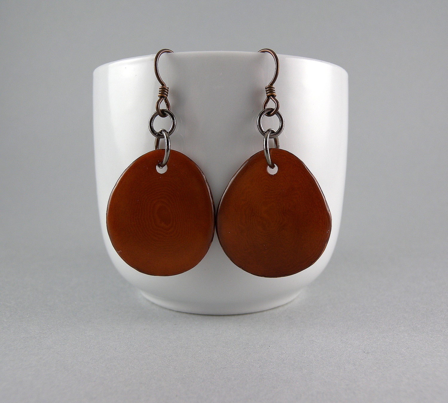 Suede Tagua Nut Eco Friendly Earrings with Free Shipping