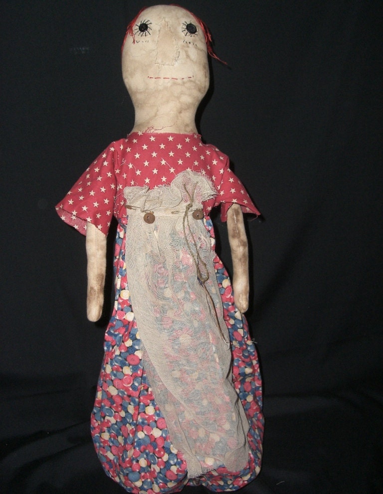 Handmade Primitive Raggedy Anne Bag Holder