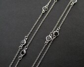 super long starry necklace - sterling silver black faceted cz necklace