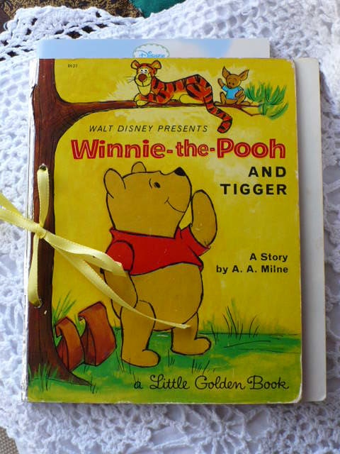 Weekly Planner 2012-Winnie the Pooh -  Vintage Altered LIttle Golden Book, Journal, Note Card Set