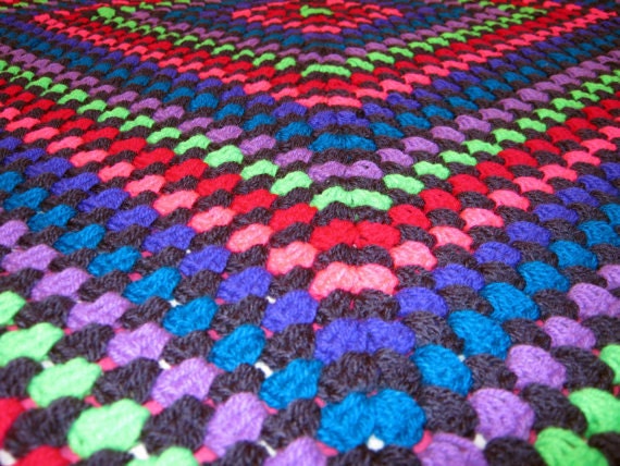 Electric Neon Crochet Picnic Granny Square Blanket Afghan