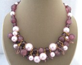 Purple Cluster Dangles Beaded Necklace
