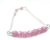 Pink opal firepolished cyrystals sterling silver bracelet