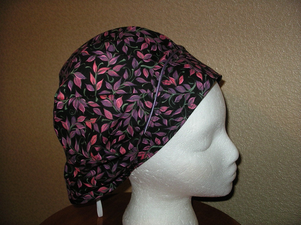 BOUFFANT Surgical Scrub Hat  w/Decorative Piping..FREE U.S. Shipping