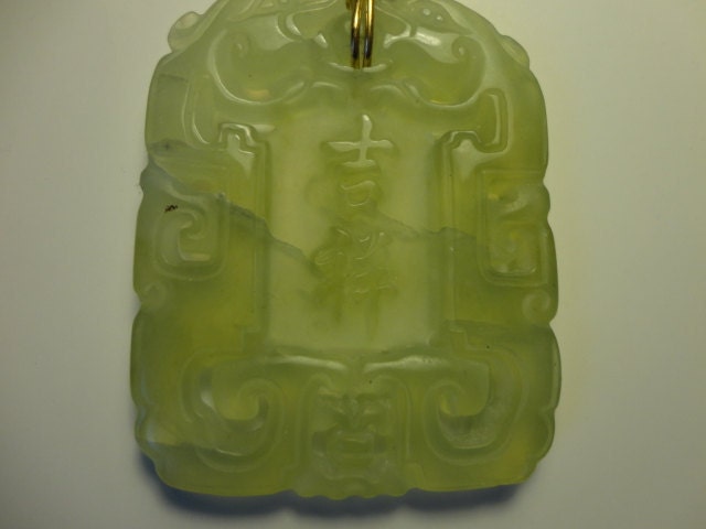 Jade Jewlery- Chinese Pendant- Translucent lime pendant- Push into the Flow