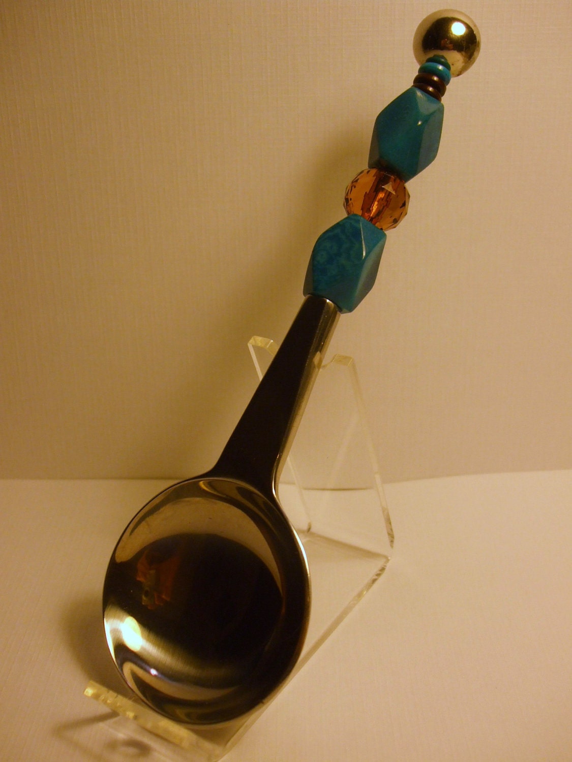 Turquoise Candy - BEADED COFFEE SCOOP or a Serving Spoon - handcrafted/handmade - free shipping