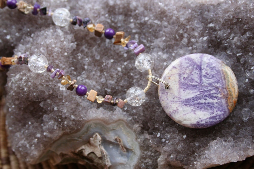 SACRED SITE Necklace (Purple Lace Jasper, Ice Flake Quartz, Chaorite, Citrine, Picture Jasper, Mountain Jade)