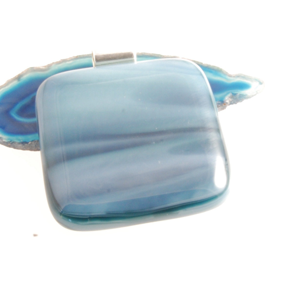 grey swirl fused glass pendant uk - bluedaisyglass