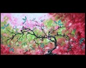 Bird Artwork Original Painting Inspired by Lilly Pulitzer MADART  48x24 Sweet Sounds of Spring