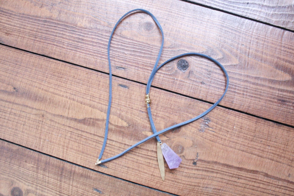 suede // amethyst necklace