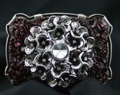 Smokey Garnet Quartz Buckle With Silver Flower
