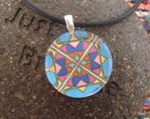 Authentic Native American Design Glass Tile Pendant
