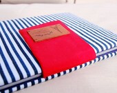The new iPad cover.Beautiful navy blue iPad1 , iPad2 and iPad 3 case with red silk flap and leather logo,Tablet cover,Tablet sleeve