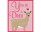 Valentines:  Deer Printable School Valentine