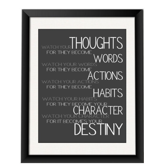 Watch Your Thoughts Printable Word Quote Inspirational Motivational Positive Thinking Digital Download Art PDF