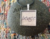 Peace on Parchment - Glass Tile Necklace