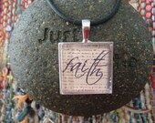 Faith on Parchment - Glass Tile Necklace