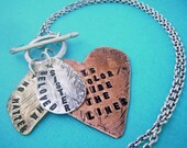 HEART CHARMED - hand stamped sterling silver and mixed metal charm necklace - CUSTOM personalization
