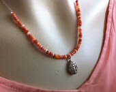 Red Orange Mexican Fire Opal and Sterling Silver Filigree Teardrop Necklace, The Fire Within