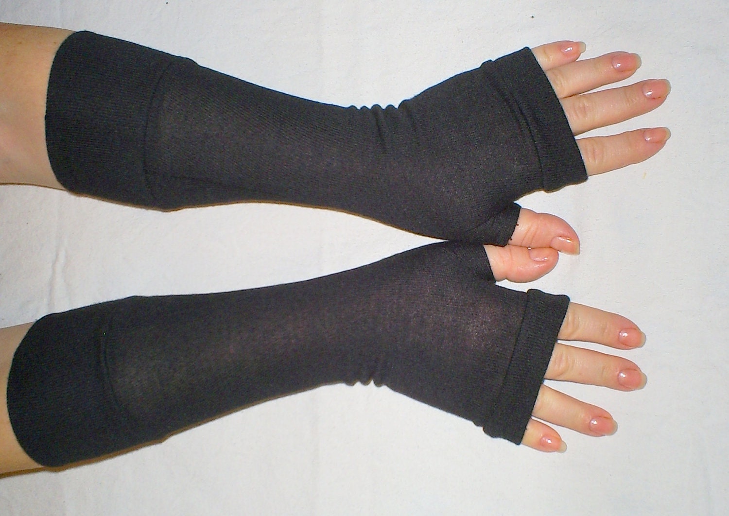 long black fingerless gloves with cuffs