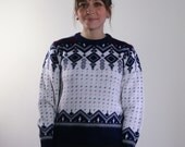 80s cream intarsia sweater / Vintage fairisle sweater