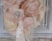 Fabric Flower  Bouquet Champagne and Cream