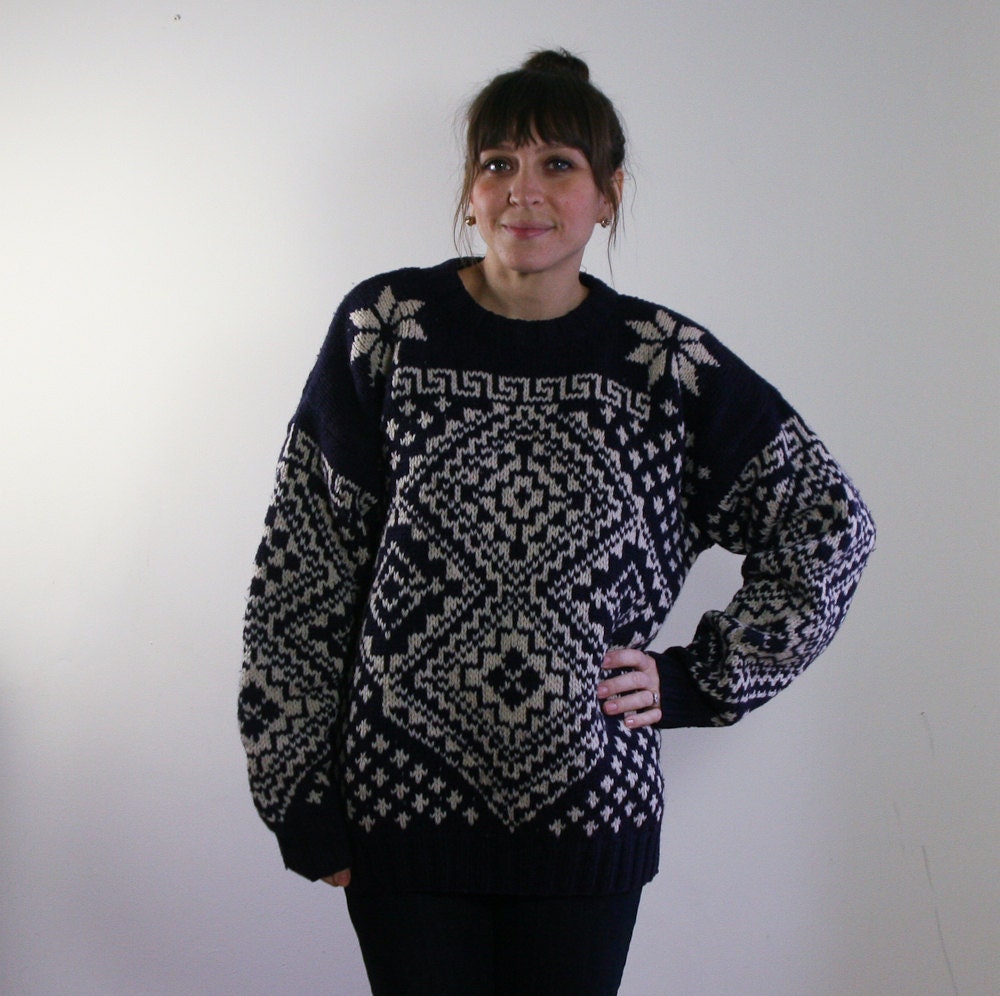 Vintage Gap sweater / Nordic wool sweater / Fairisle snowflake sweater