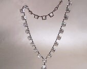 Art Deco Necklace Rock Crystal Sterling Silver Geometric Pyramid Vintage 1920s Jewelry