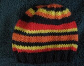 hand knit baby hat colorful stripes