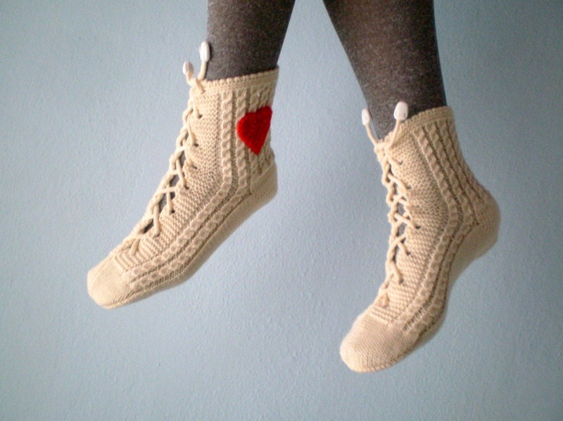 Cream Slipper Socks, Lacing Slippers for Women, Spring Fashion
