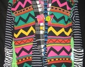 bright Multi Pattern upcycled Cardigan Sweater