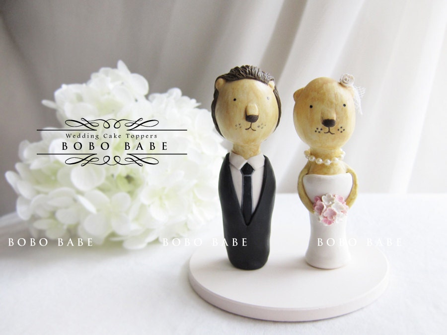 Love Wedding Cake Toppers Hand Sculpted - Lion