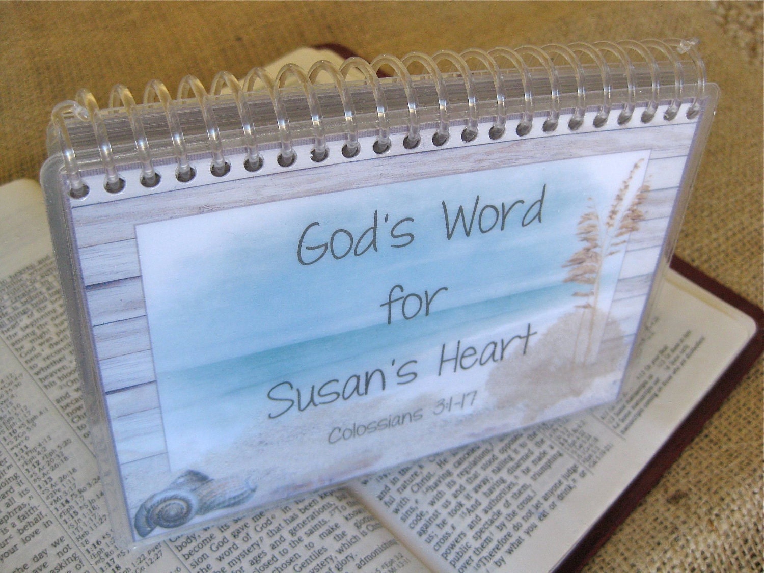 God's Word for My Heart, PERSONALIZED, Colossians 3:1-7, Spiral Bound Bible Memorization Cards
