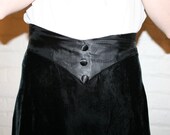 CRUSH on a GOTH GIRL - Black Crushed Velvet and Satin Midi Skirt