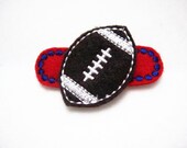 Hair Clip Embroidered Felt Football on Red and Blue No Slip Clip