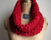 Chunky knit cowl  Poppy Red.