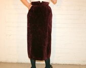 BURGUNDY Babe - Purpley Wine Red Crushed Velvet Skirt