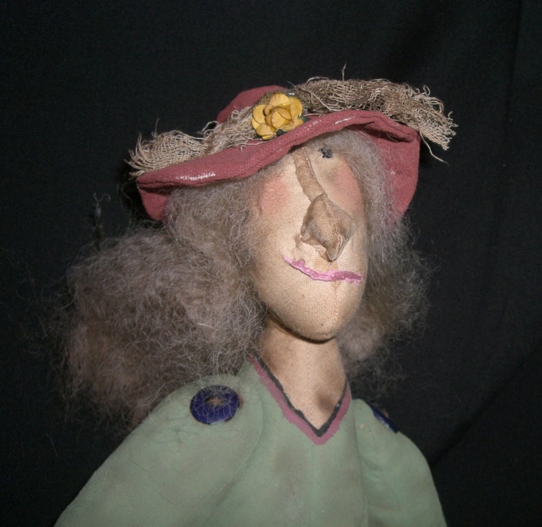 Handmade Primitive FOlk Art Doll OOAK - Sweet Apple Annie