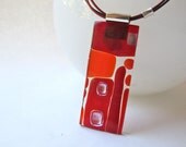 Red Fused Glass Statement Long Necklace Free Shipping until 2/14