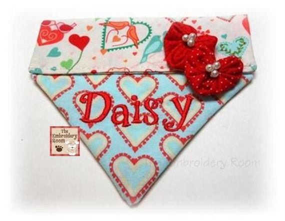 Valentine Dog Bandana  - Smitten Love Birds - Sizes xs,sm or med