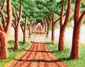 Country Road Card, 5x7 Art Print, Tree Lined with Fog