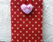 Valentine's Special iPhone 4s, 4, 3g Padded Cute Sleeve - White Polka Dots on Red