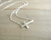 Sideways Cross - Sterling Silver - Celebrity necklace, Kelly Ripa, Taylor Jacobson, Jennifer Lopez, Jessica Biel, Easter, Religious
