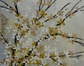 Blossoms on Grey, an original mini oil painting by Jo Edwards