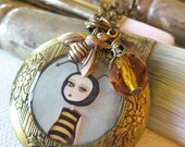 Bee Girl antique locket - made by painter Kris G. Brownlee