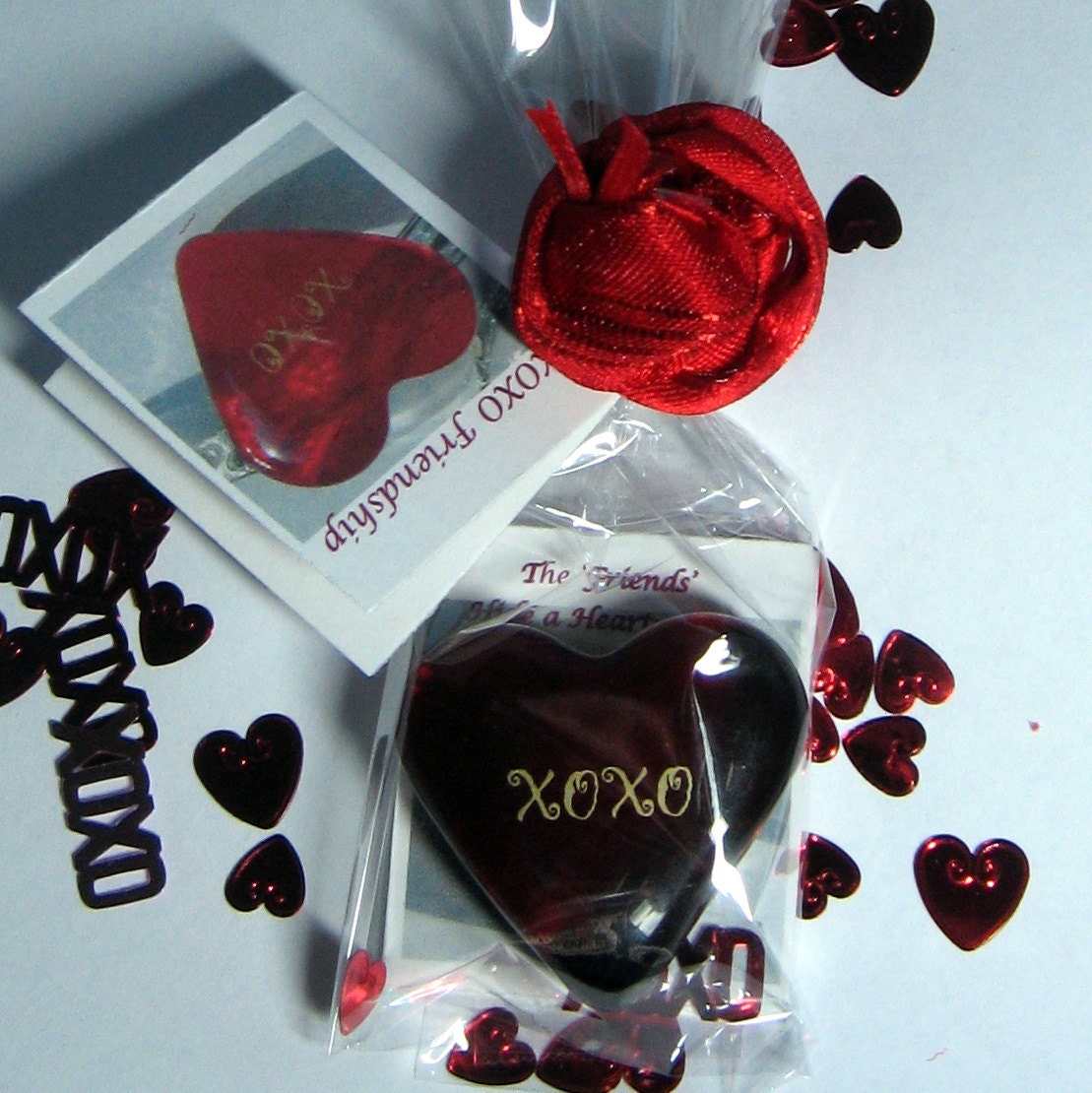 Roses are Red and Violets Too XOXO Red Glass Heart