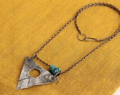 Geometric Necklace with Turquoise Barrels