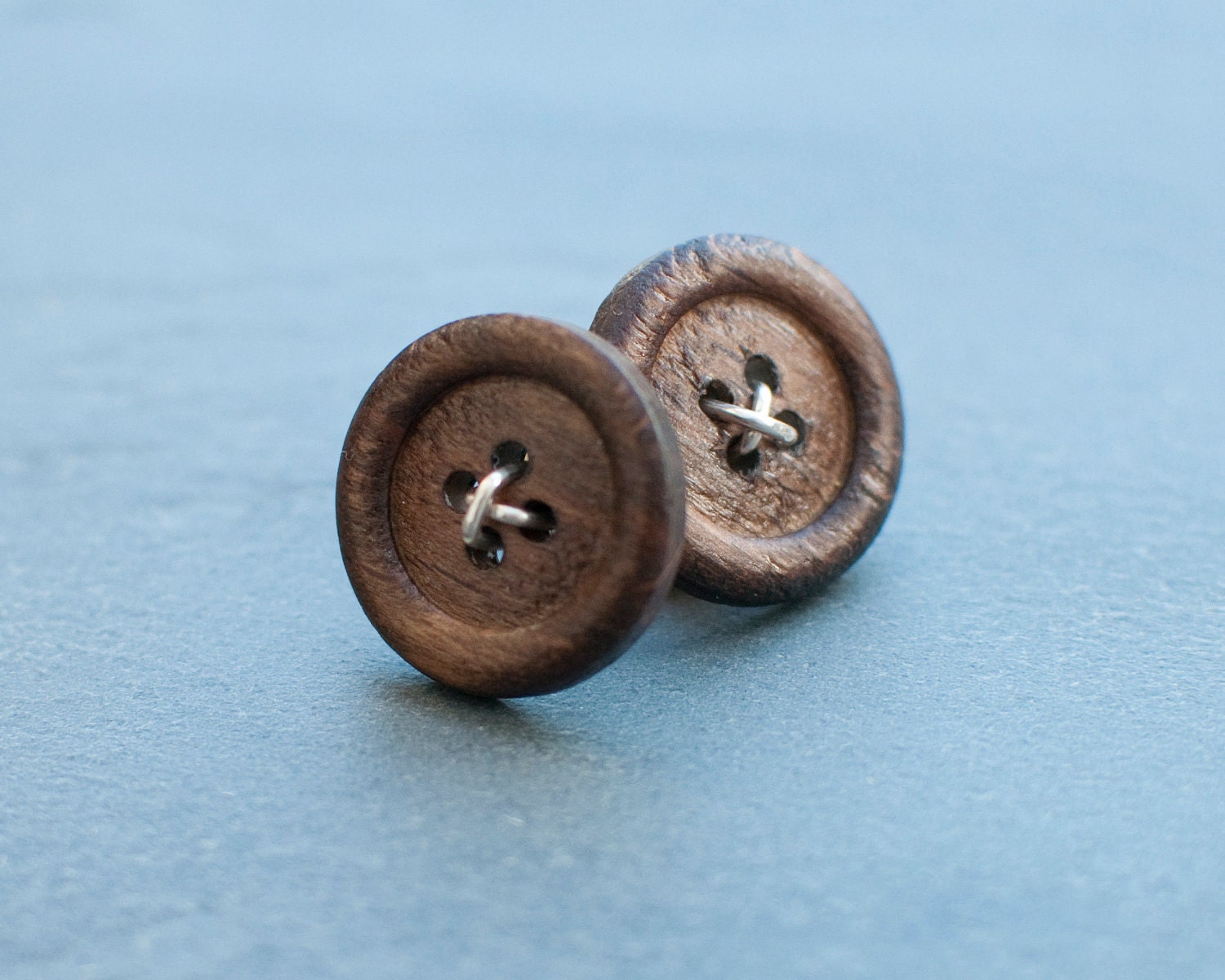 Dark Wood Button Cufflinks