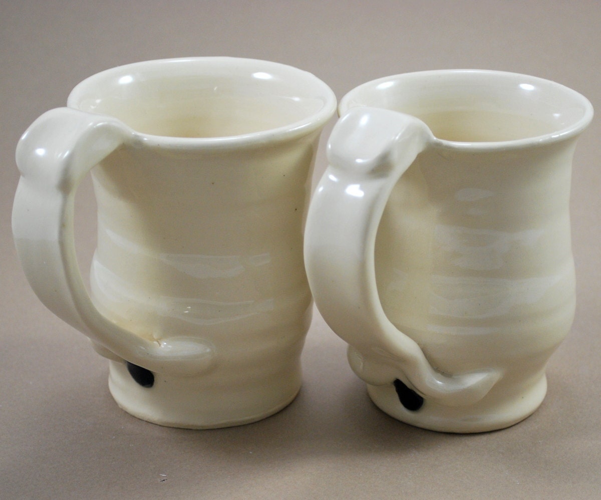 Set of Two Ceramic Mugs with Thumb Rest
