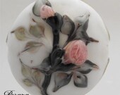 Roses "lentil" - Handmade Lampwork Focal Bead - SRA OOAK
